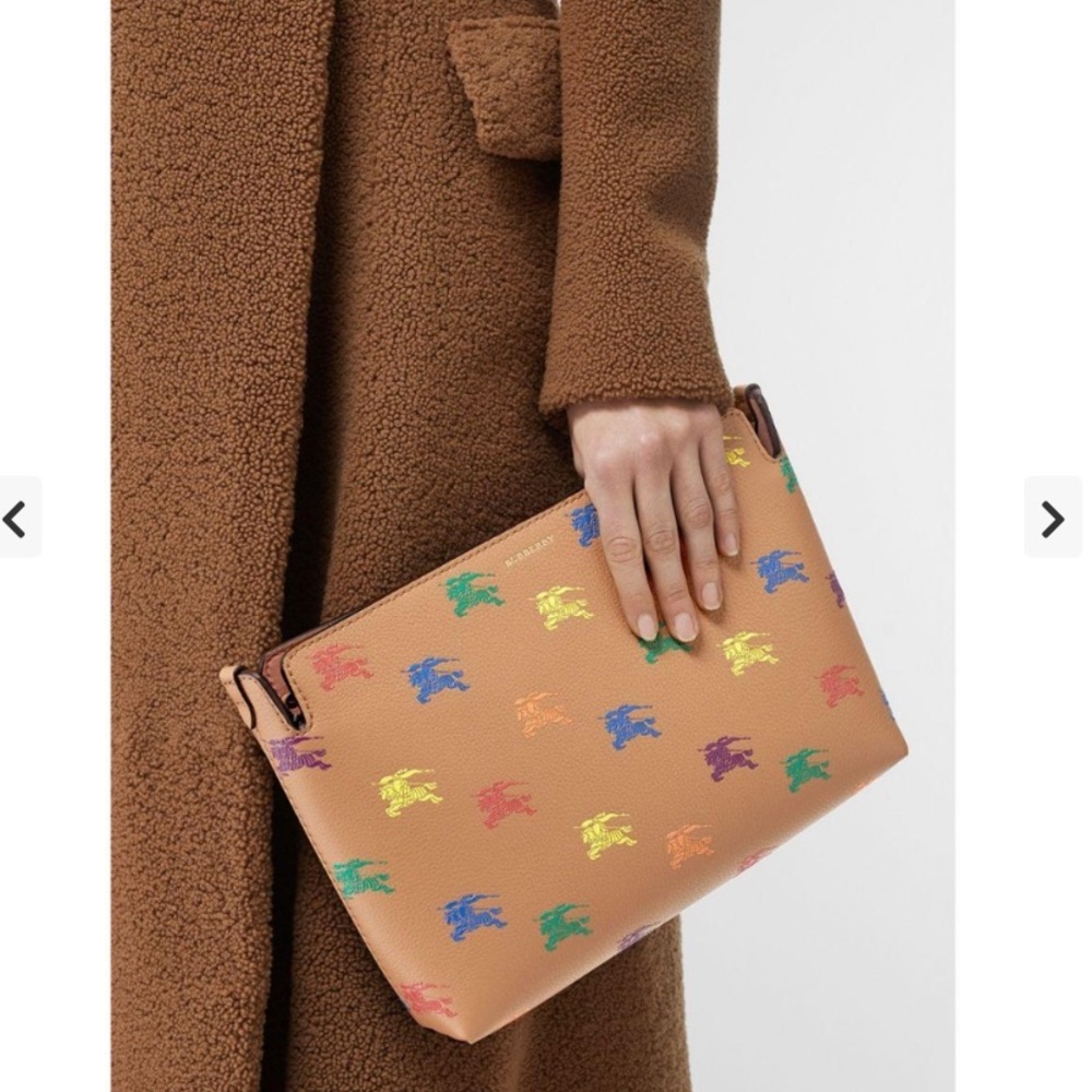 Burberry Equestrian Knight Clutch in Multicolor Rainbow Print